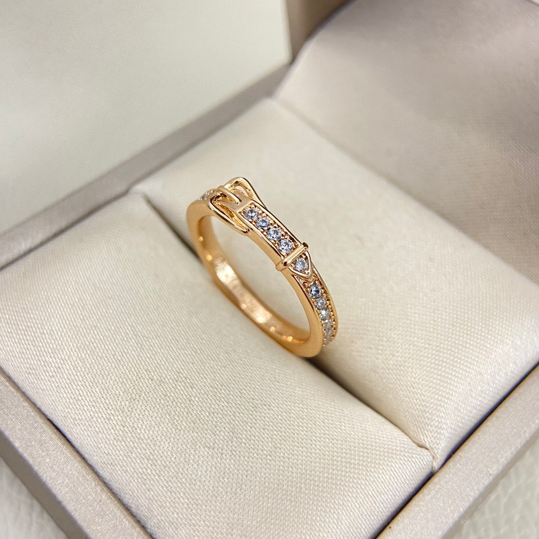 Hermes HM Buckle Full Diamond Ring