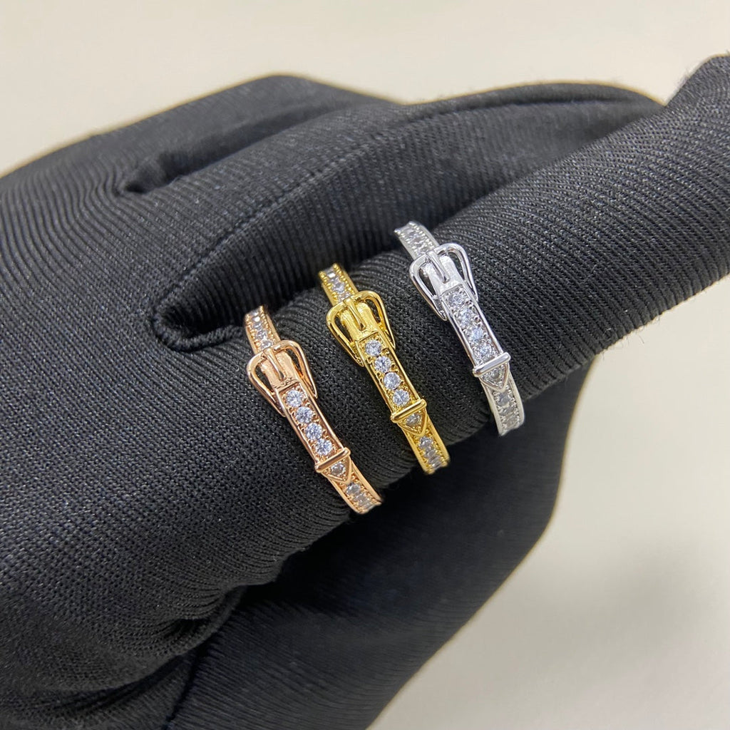 Hermes HM Buckle Full Diamond Ring
