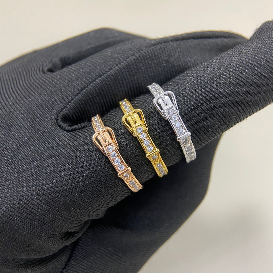 Hermes HM Buckle Full Diamond Ring