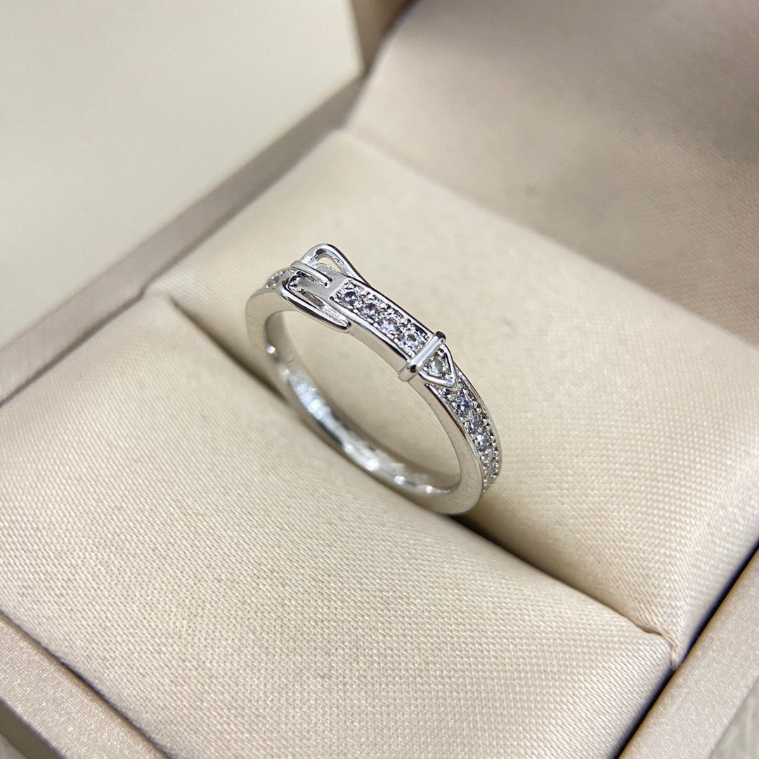 Hermes HM Buckle Full Diamond Ring