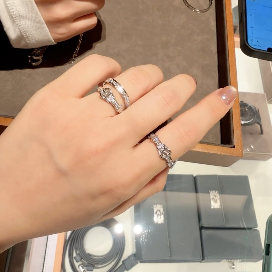 Hermes HM Buckle Full Diamond Ring