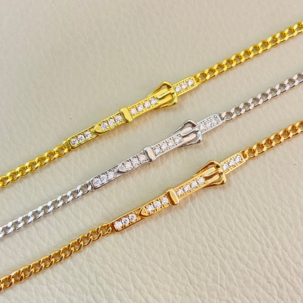 Hermes Diamond-Encrusted Buckle Belt Open Bracelet