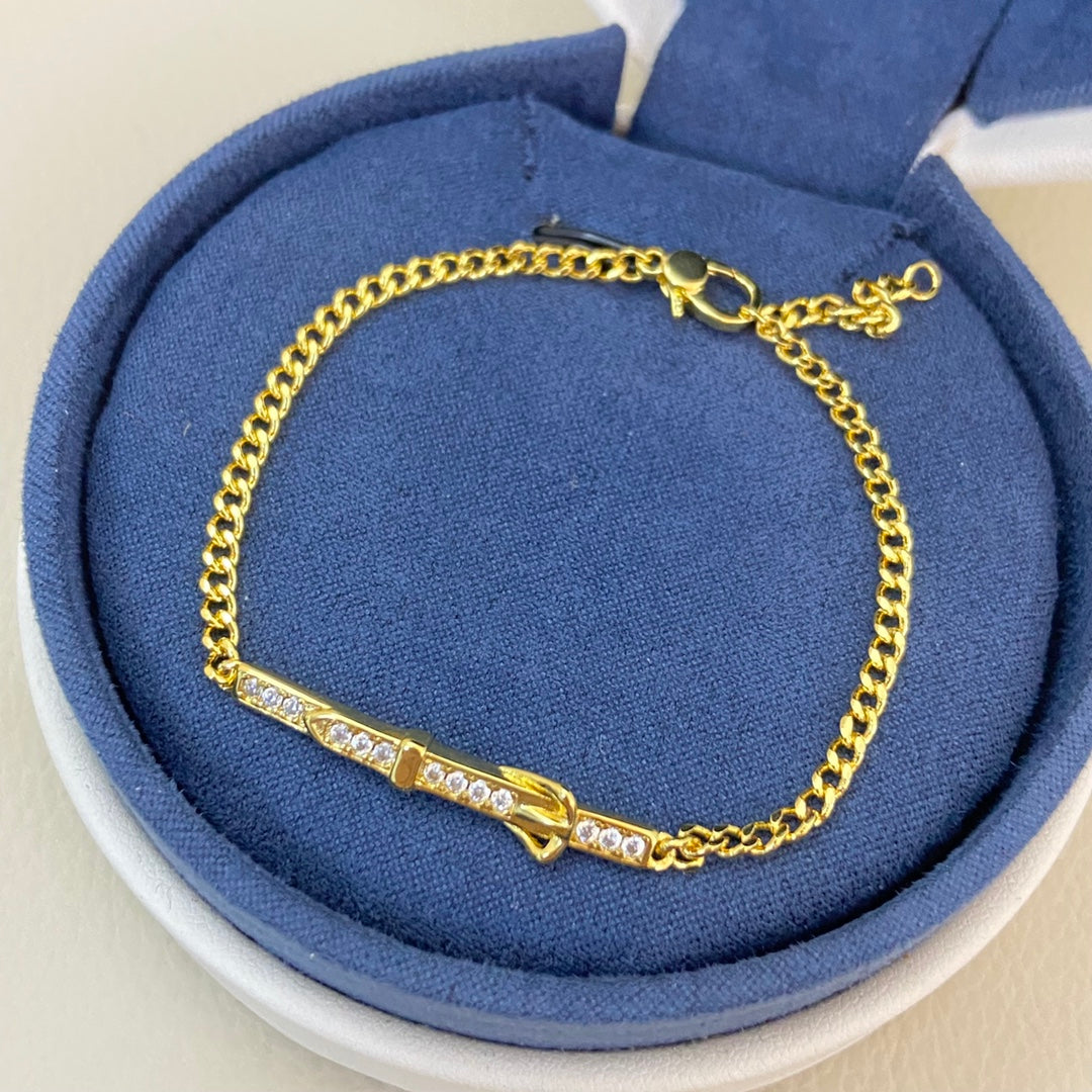 Hermes Diamond-Encrusted Buckle Belt Open Bracelet
