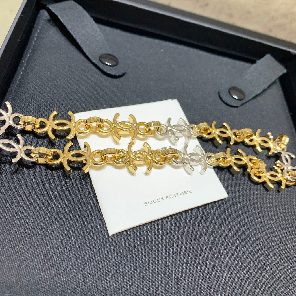 Chanel 2026 Gold and Silver Two-Tone Chain Double C Small Necklace Choker