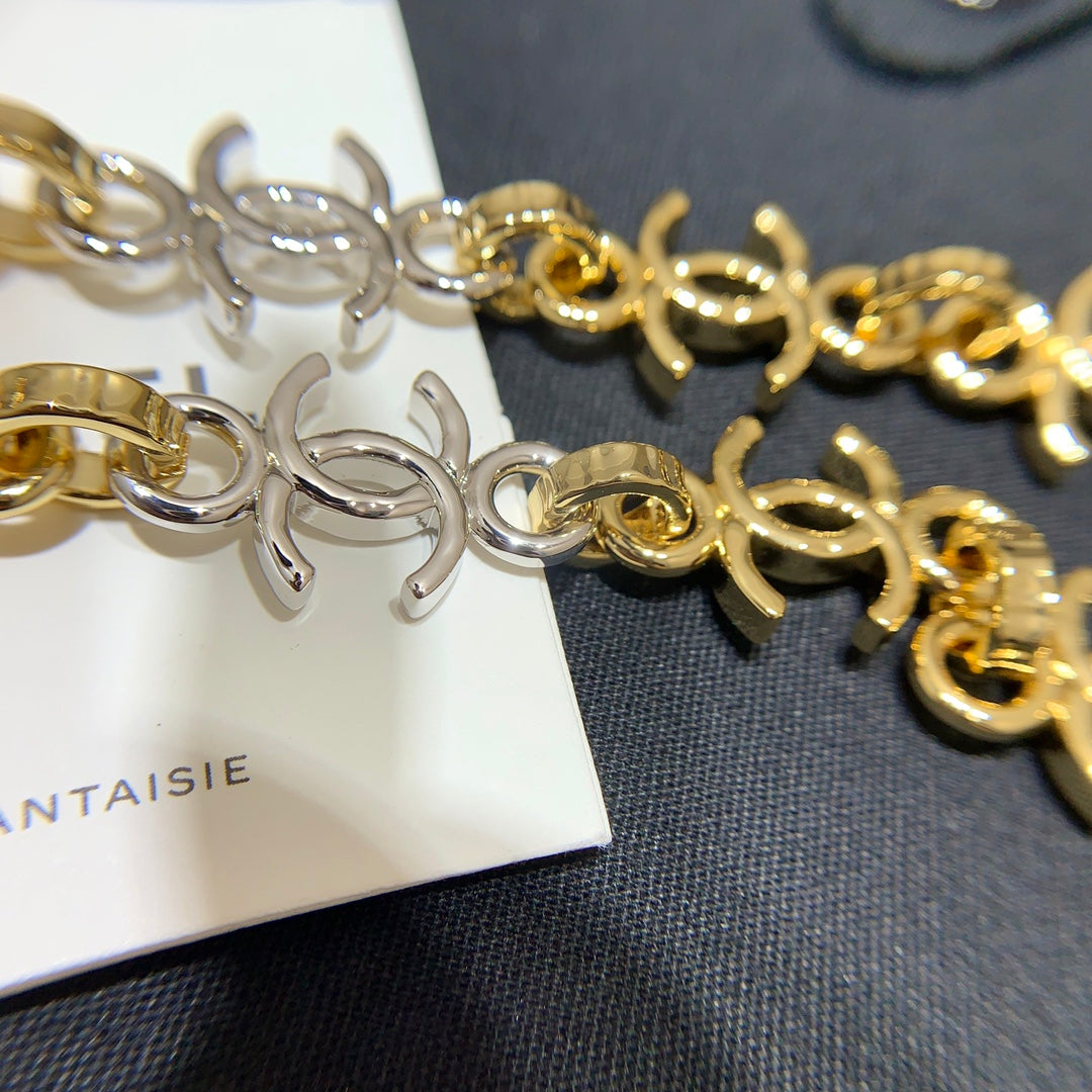 Chanel 2026 Gold and Silver Two-Tone Chain Double C Small Necklace Choker
