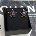 Chanel 2026 Gold Double C Blue Enamel Five-Pointed Star Earrings