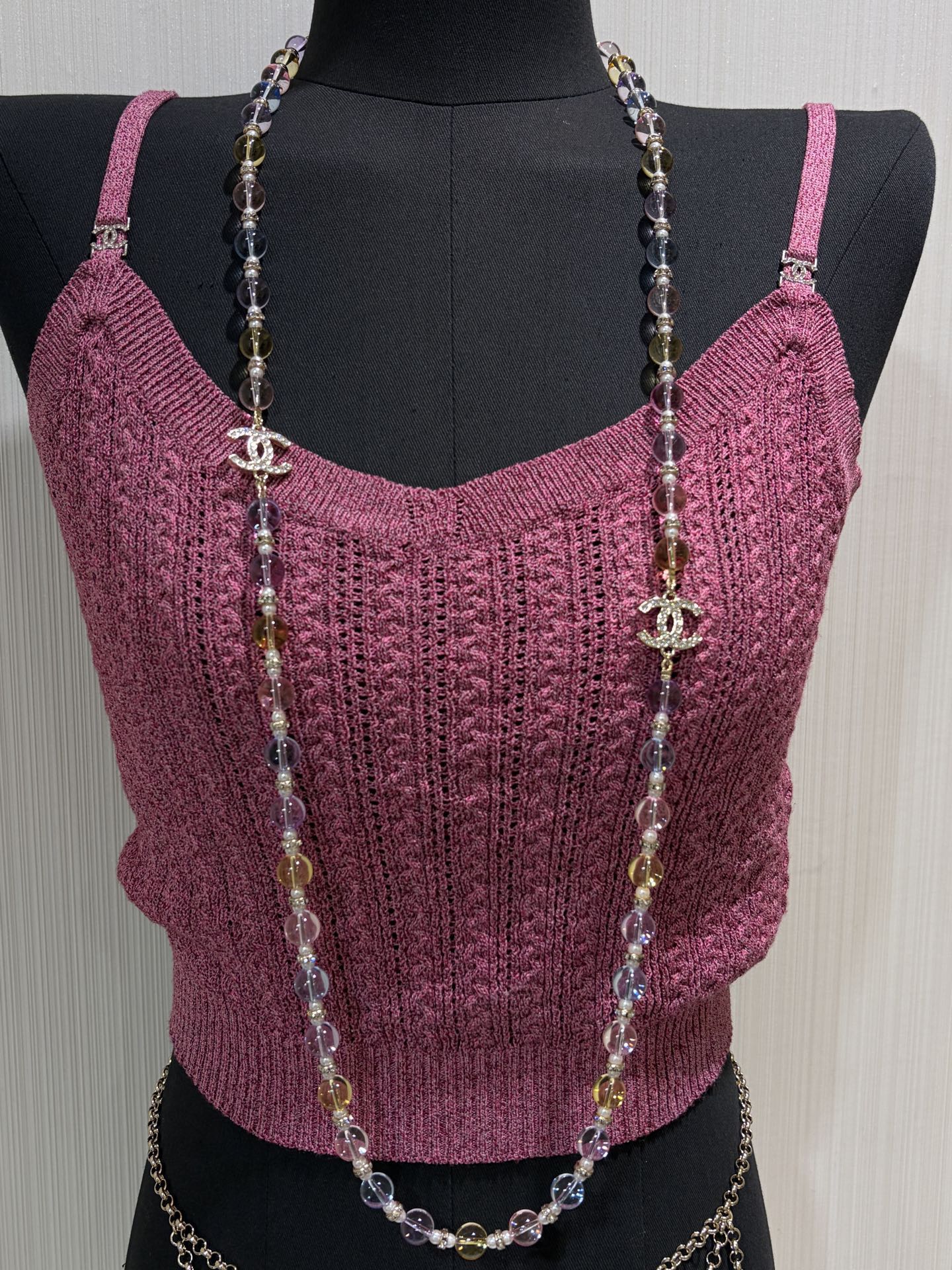 Chanel 2026 Colorful Crystal Full Rhinestone Double C Necklace
