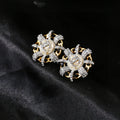 Chanel Mini Stud Silver Gold Black Diamond Earring