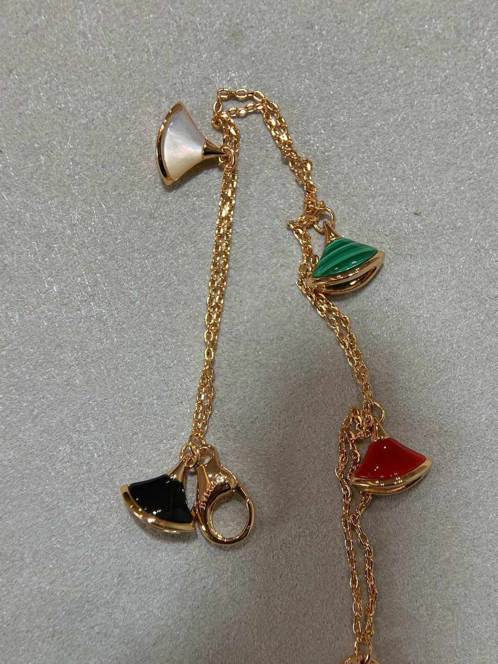Bvlgari 4 Motif MOP Gold Double Chain Bracelet