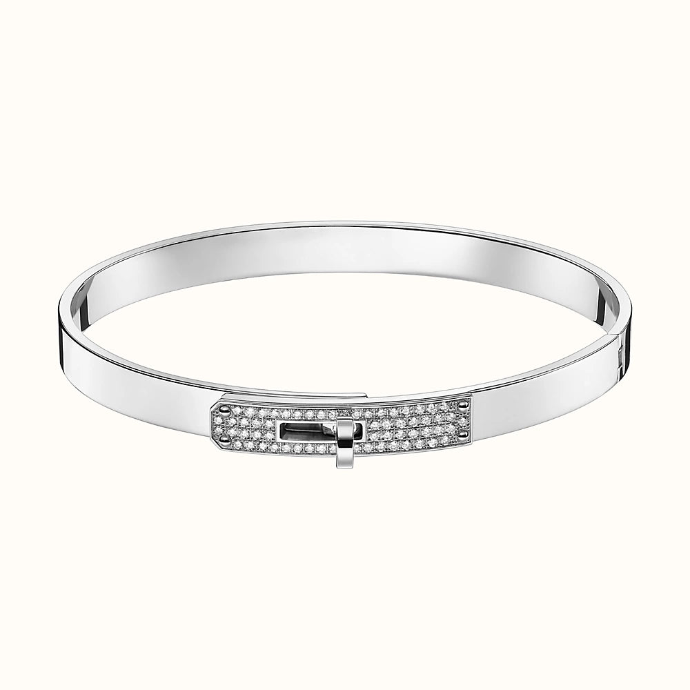 Hermes Kelly Silver Cubic Zirconia Bracelet