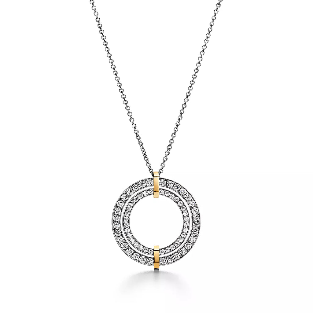 Tiffany Edge Cubic Zirconia Gold Silver Necklace
