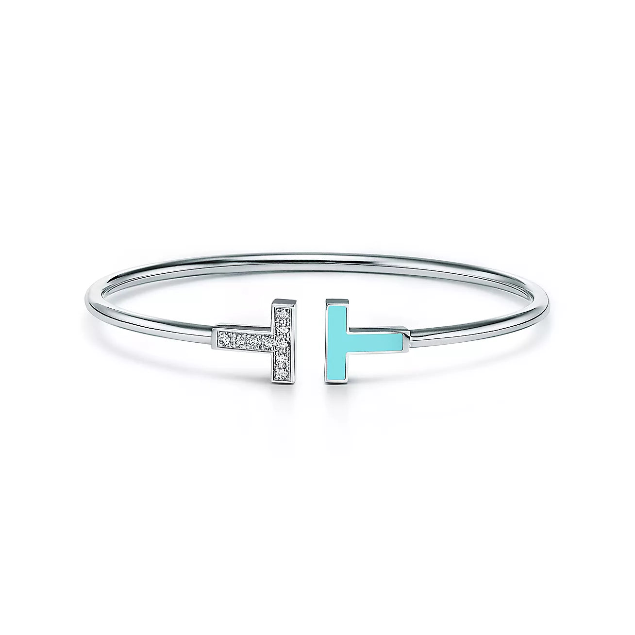 Tiffany T Bracelet 1.8MM Turquoise Diamond Silver
