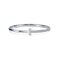Tiffany Narrow T1 Hinged Bangle Cubic Zirconia Silver