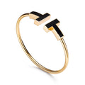 Tiffany T Wide Onyx Open Bracelet