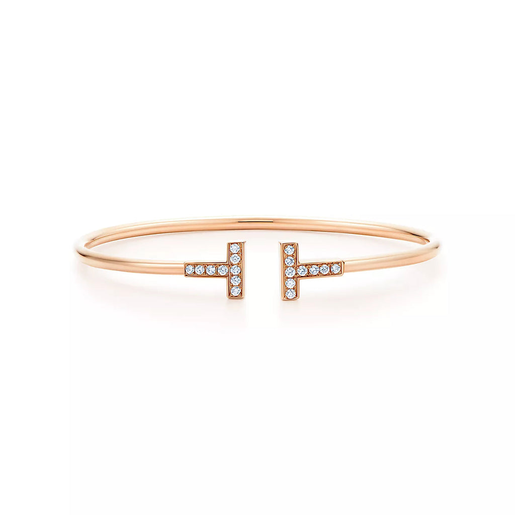 Tiffany T Bracelet Pink Gold 1.8MM Cubic Zirconia