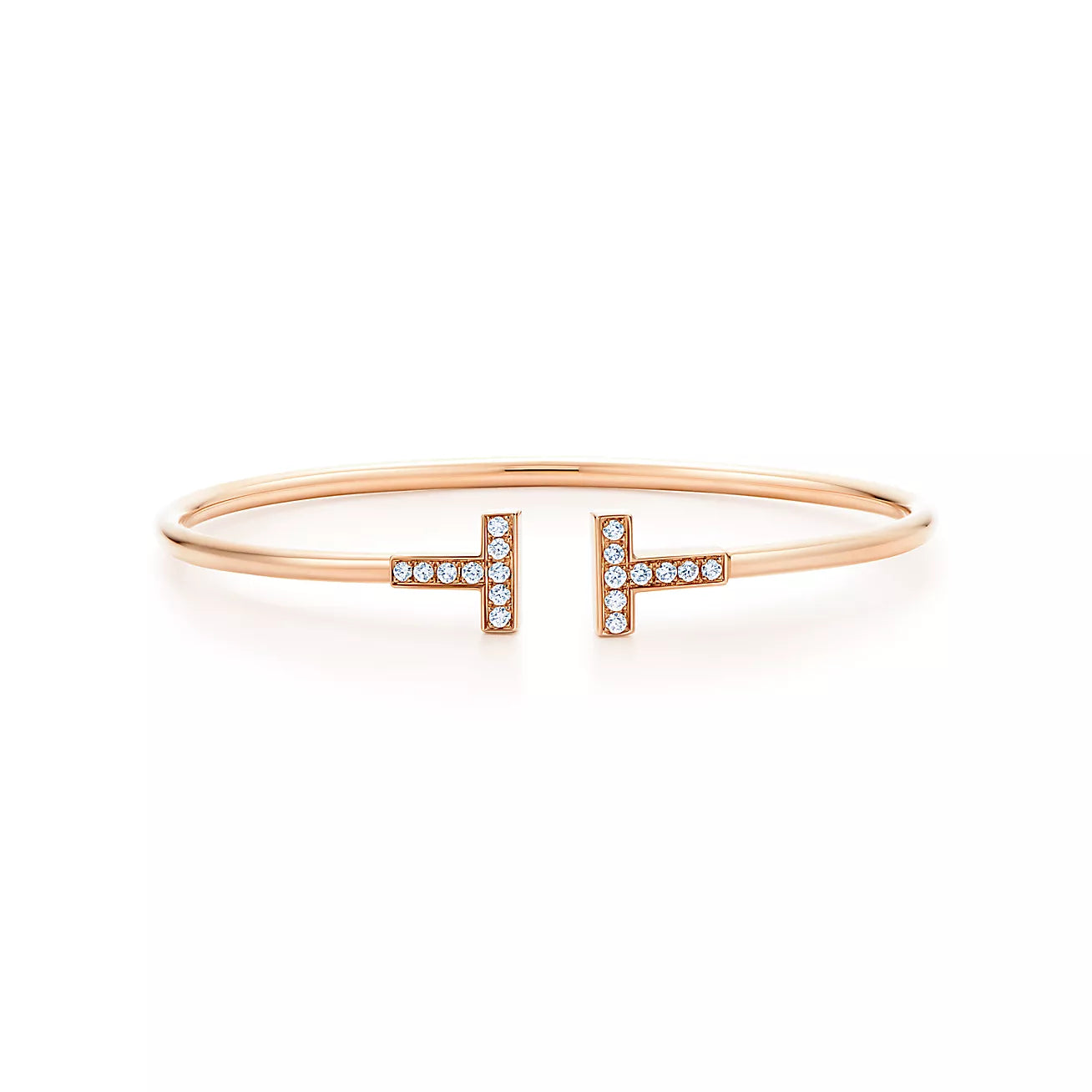 Tiffany T Bracelet Pink Gold 1.8MM Cubic Zirconia