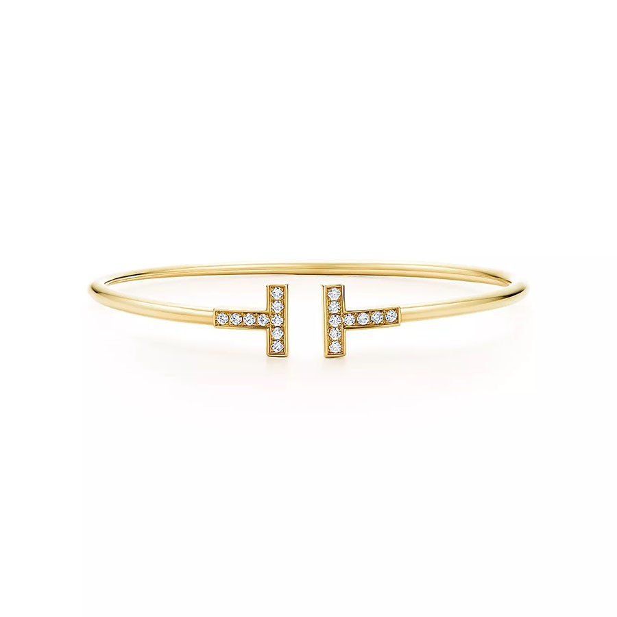 Tiffany T Bracelet 1.8MM Gold Cubic Zirconia