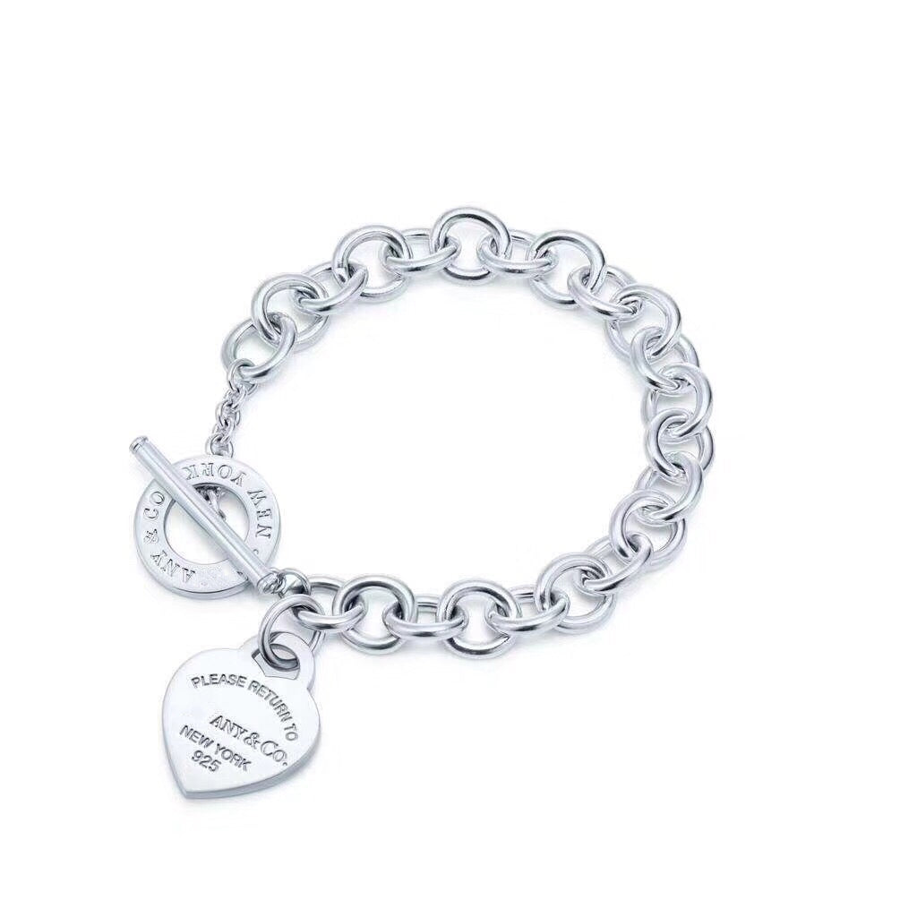 Tiffany Love Heart Pin Buckle Return to Tif Silver Bracelet