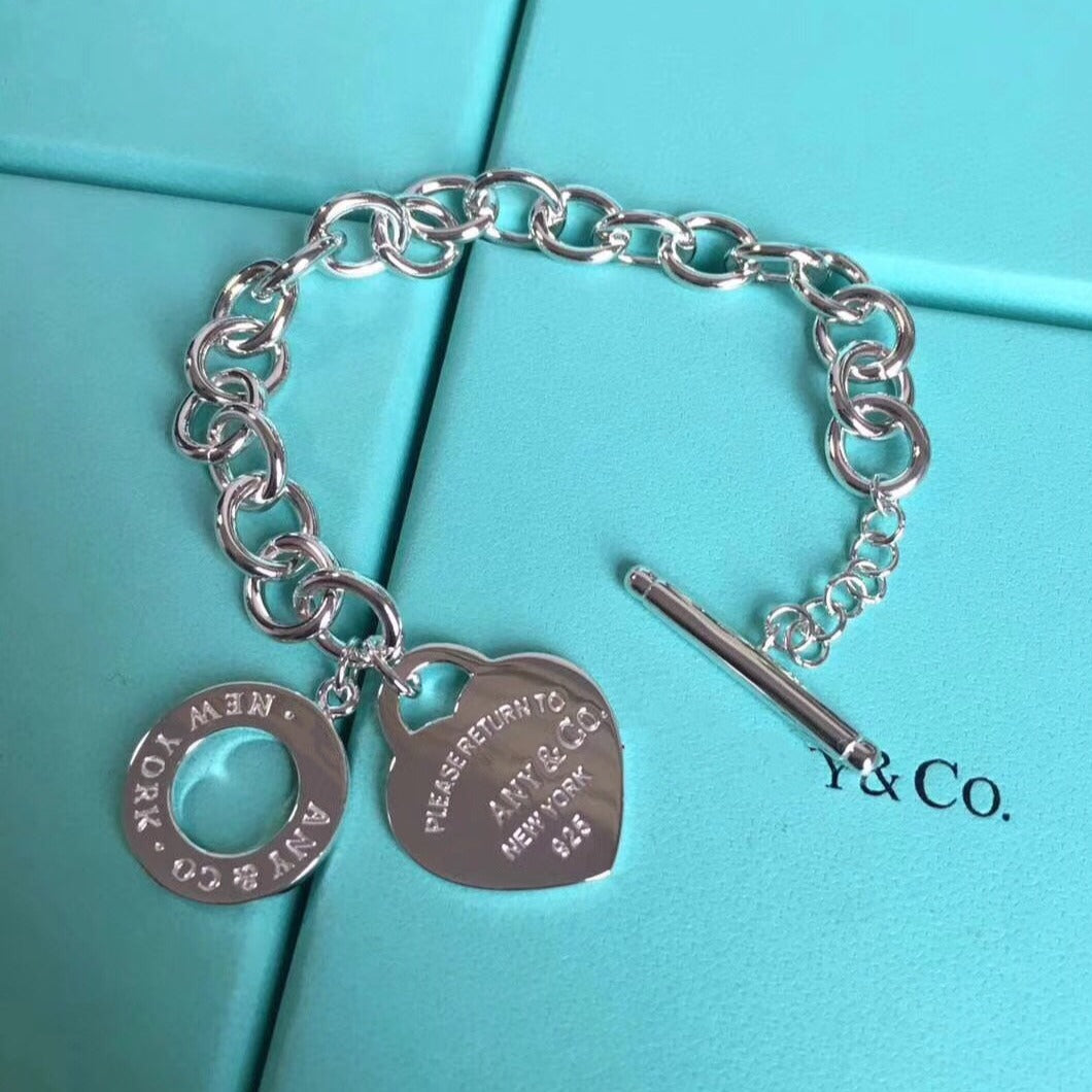Tiffany Love Heart Pin Buckle Return to Tif Silver Bracelet