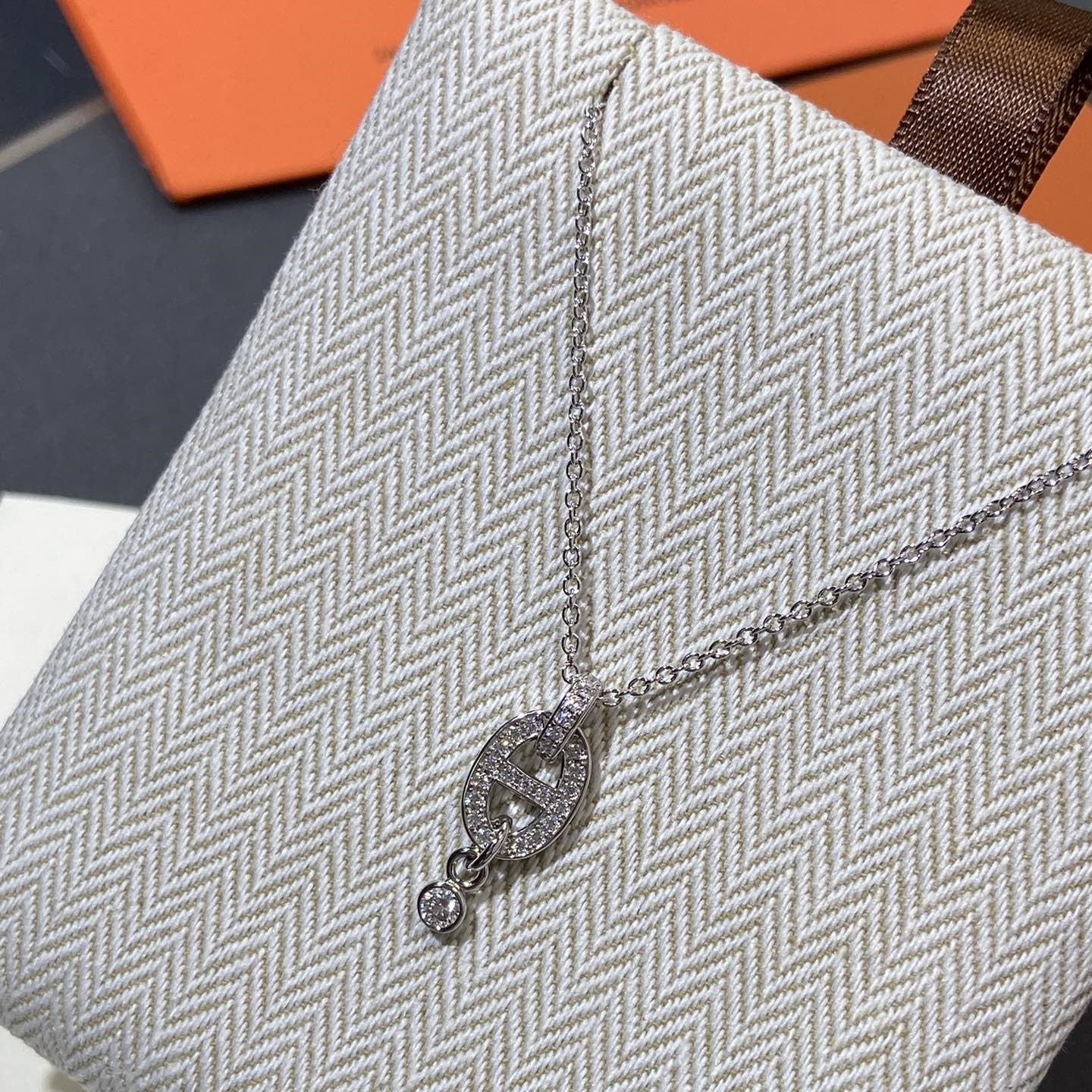 Hermes Chaine HM Diamond Pig Nose Necklace