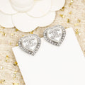 Chanel Heart Diamonds Around Stud Silver Earrings