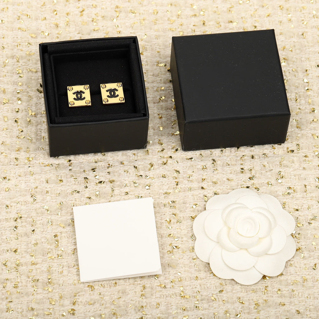 Chanel Square Gold Earrings