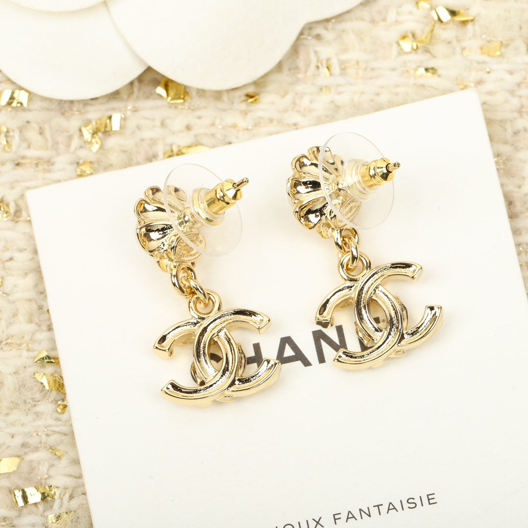 Chanel Sunflower Gold Multi Diamonds Drop Earrings