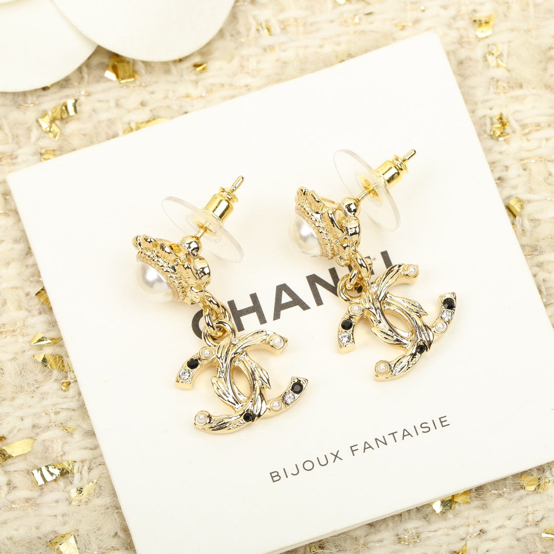 Chanel Sunflower Gold Multi Diamonds Drop Earrings