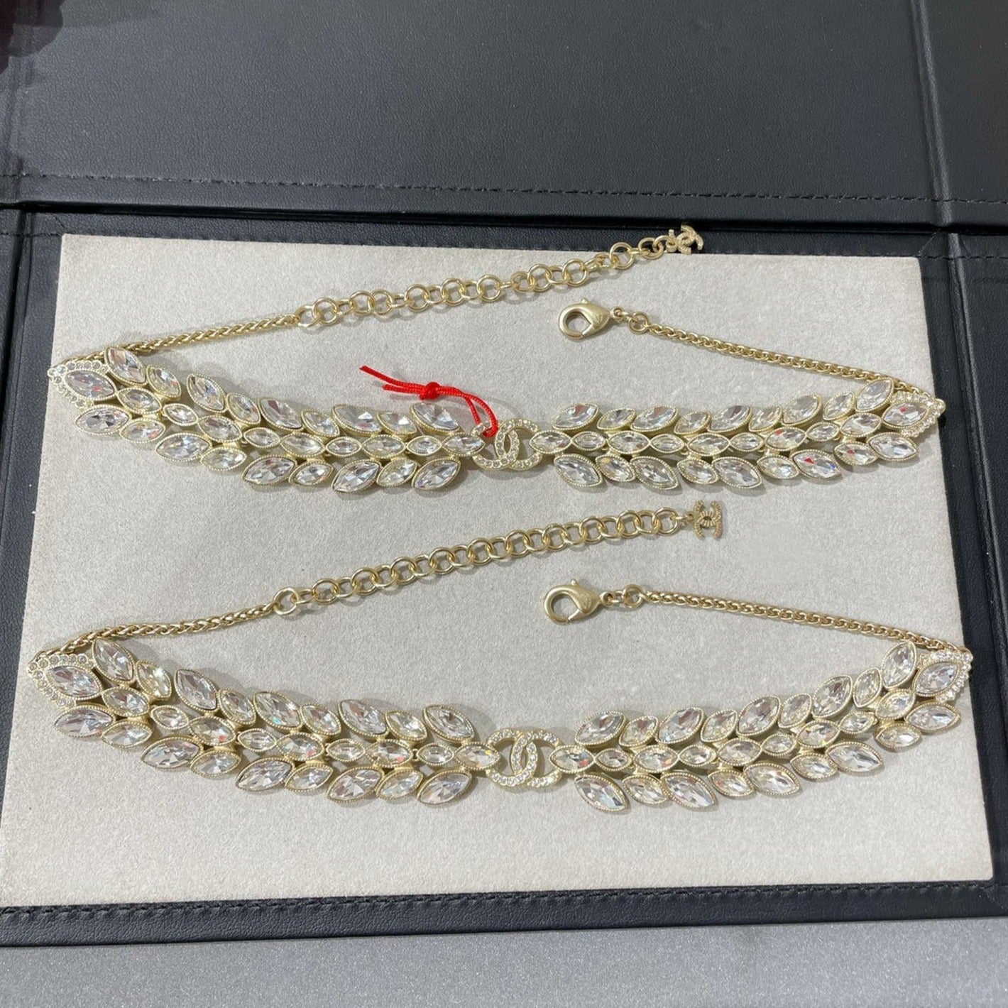 Chanel Double C Small Fragrant Wheat Ear Gold Cubic Zirconia Necklace