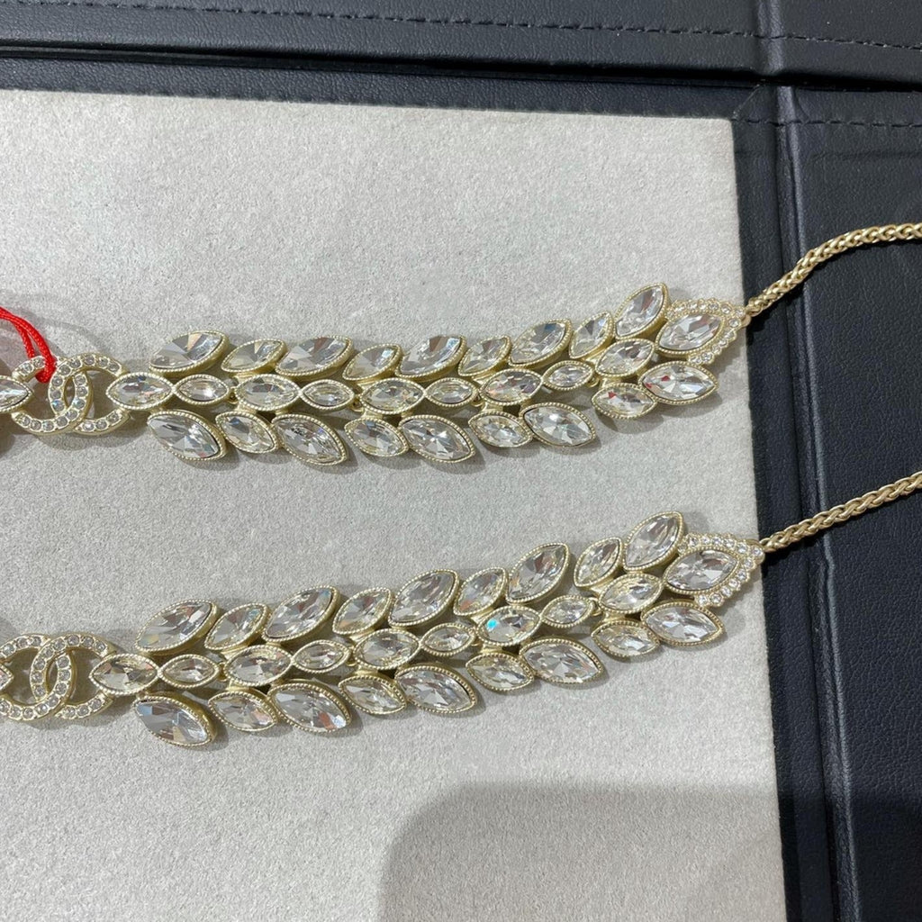 Chanel Double C Small Fragrant Wheat Ear Gold Cubic Zirconia Necklace