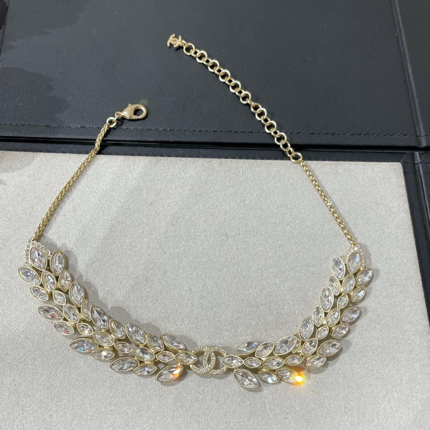 Chanel Double C Small Fragrant Wheat Ear Gold Cubic Zirconia Necklace