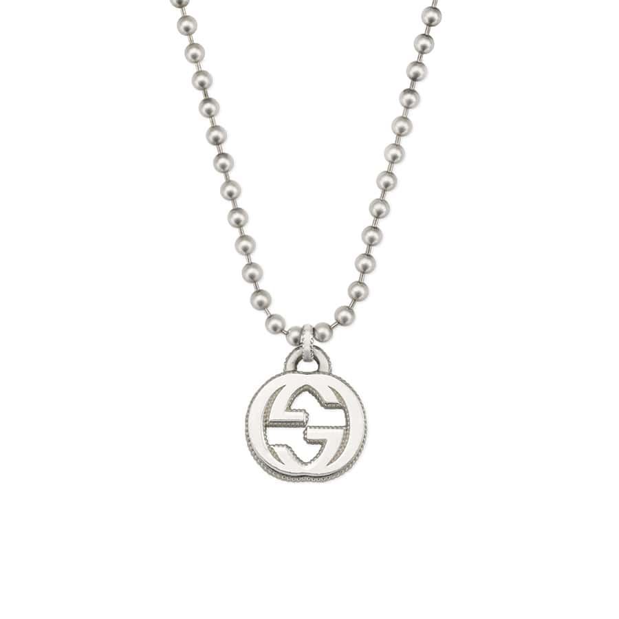 Gucci Interlocking Necklace G Pendant Sterling Silver